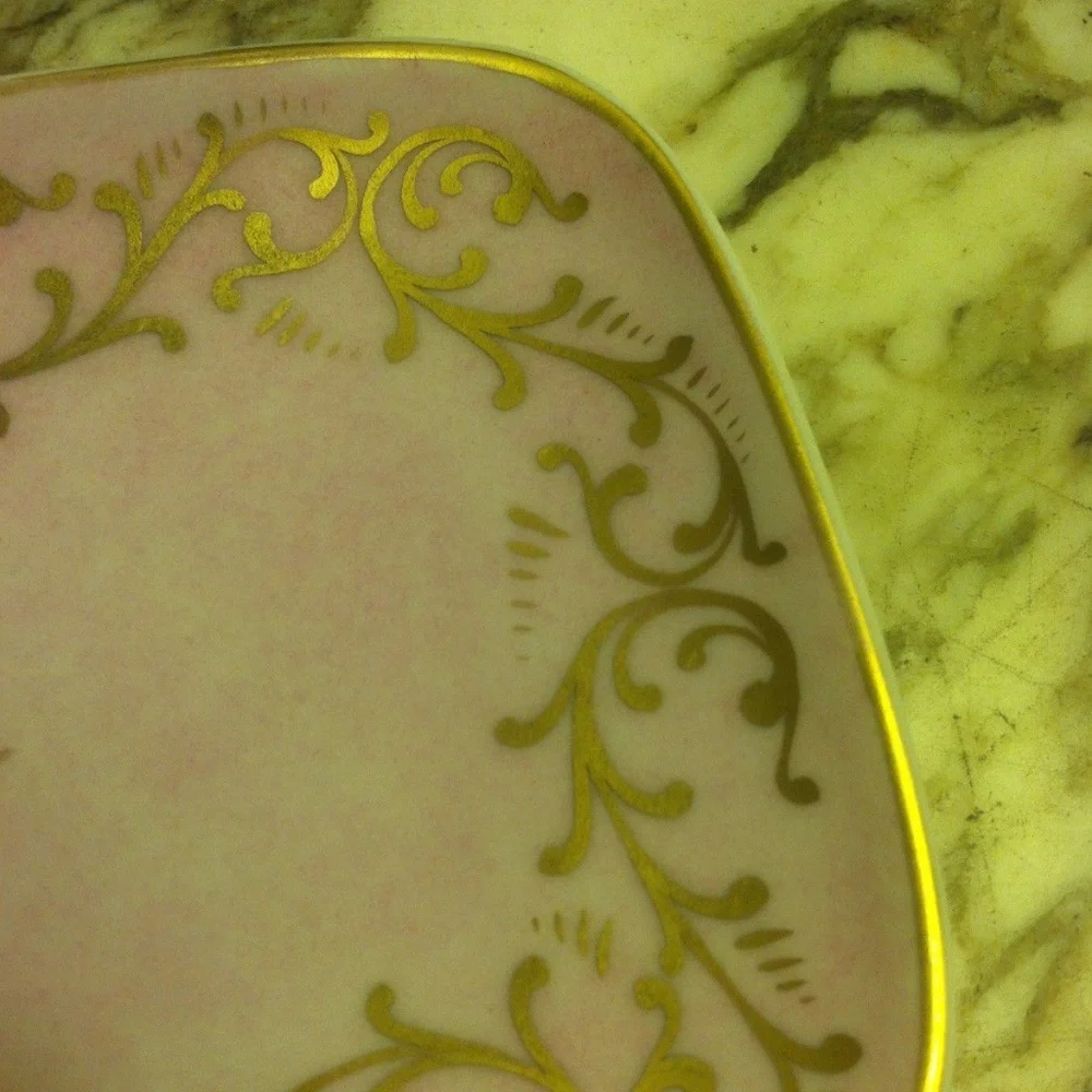 vintage Limoges Saks 5th Porcelain 24k Gold Pink Soap Dish